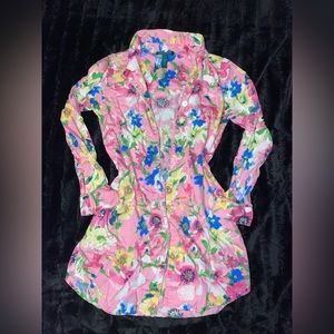 Lauren Ralph Lauren floral pink pajama long sleeve button up size small